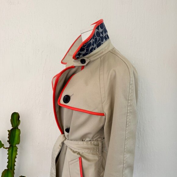 COACH Trench Raincoat Leather Trim w/ Signature Lining (LIKE NEW) - Picture 2 of 9